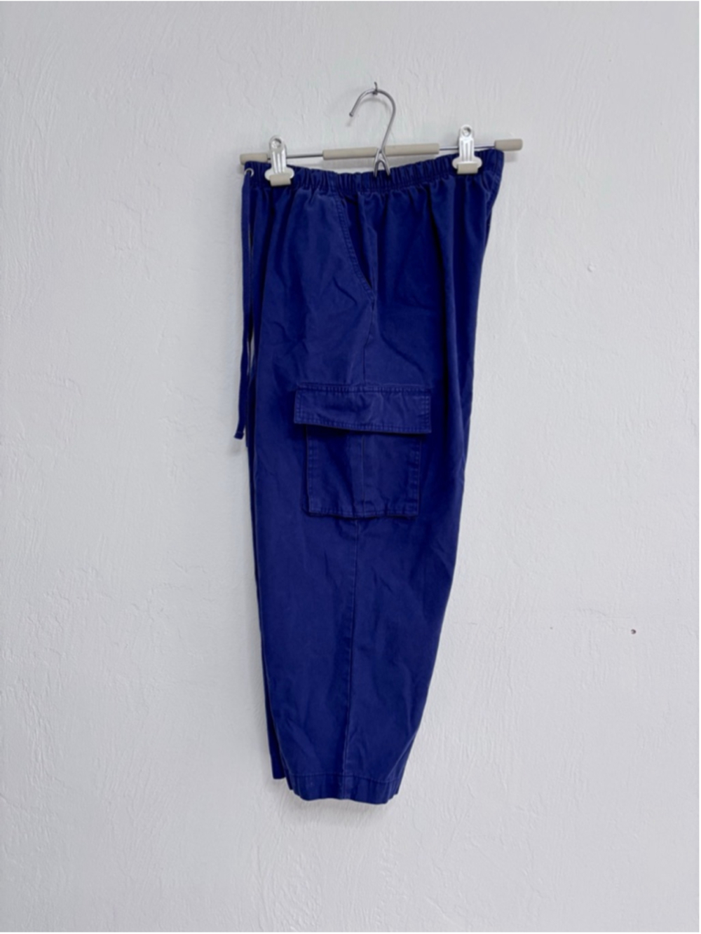 Women's BLAIR Blue Cargo Capris S/M Cotton Barrel shape leg Drawstring - Picture 3 of 14